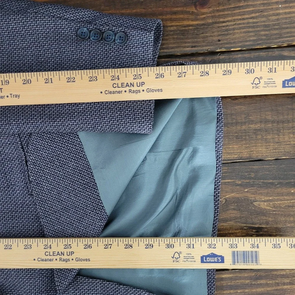 Stafford Men's Sport Coat Blazer Two Button Blue‎ Gray Silk Wool Blend Size 40L